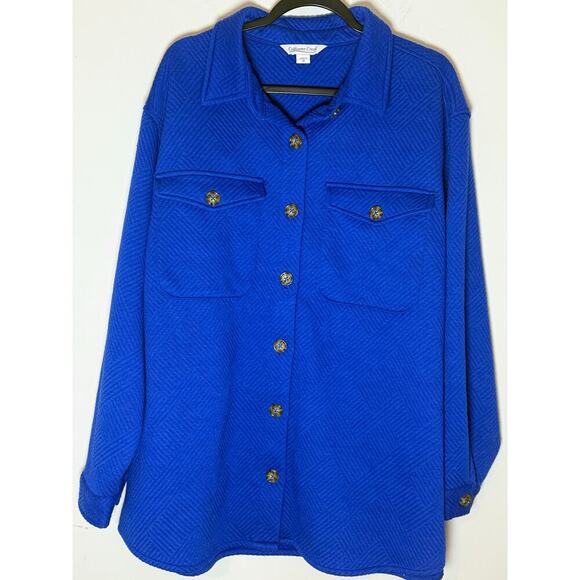 Coldwater Creek Soft Impressions Shirt Jacket Royal Blue Button Down Size 2X - Picture 1 of 9